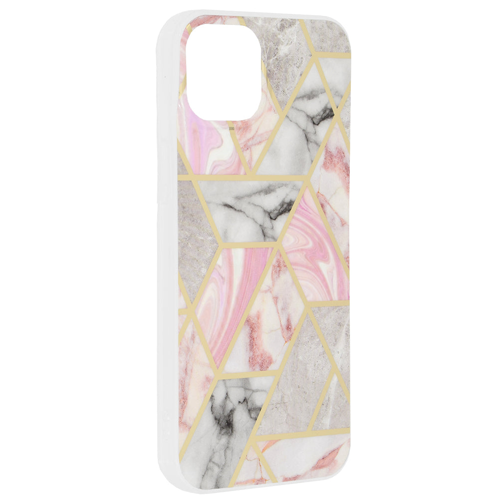Hülle für Apple iPhone 15 Plus, Techsuit, Marble, Rosa