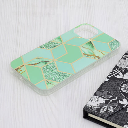 Hülle für Apple iPhone 15 Plus, Techsuit, Marble, Grün