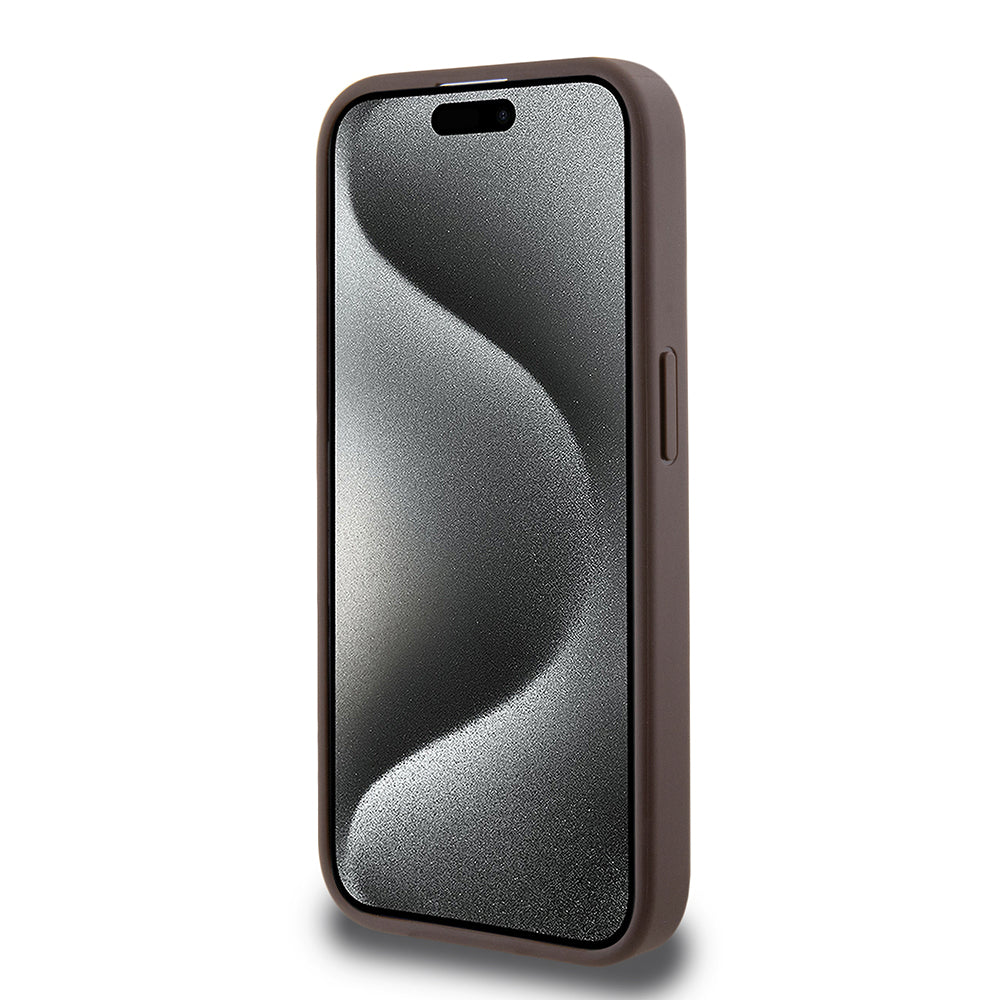 Hülle für Apple iPhone 15 Pro, Guess, 4G Stripe, Braun