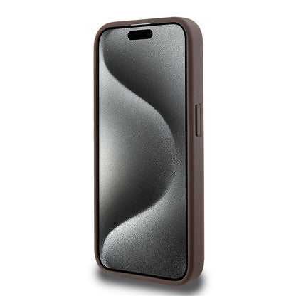 Hülle für Apple iPhone 15 Pro, Guess, 4G Stripe, Braun