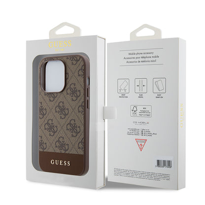 Hülle für Apple iPhone 15 Pro, Guess, 4G Stripe, Braun