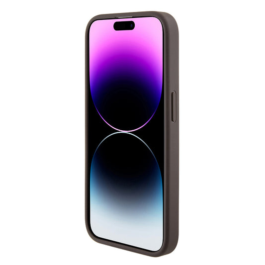 Hülle für Apple iPhone 15 Pro, Guess, Grip Stand 4G Triangle Strass, Braun