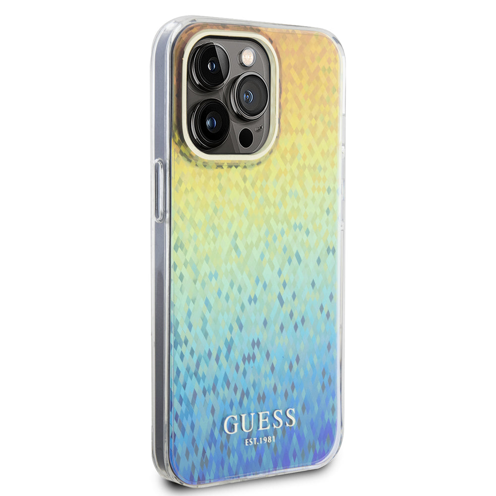 Hülle für Apple iPhone 15 Pro, Guess, IML Faceted Mirror Disco Iridescent, Mehrfarbig