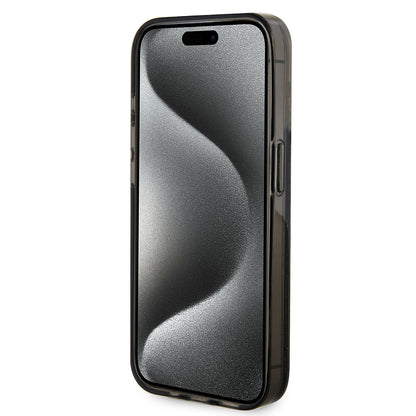 Hülle für Apple iPhone 15 Pro, Guess, Liquid Glitter Gold Stripe, Schwarz