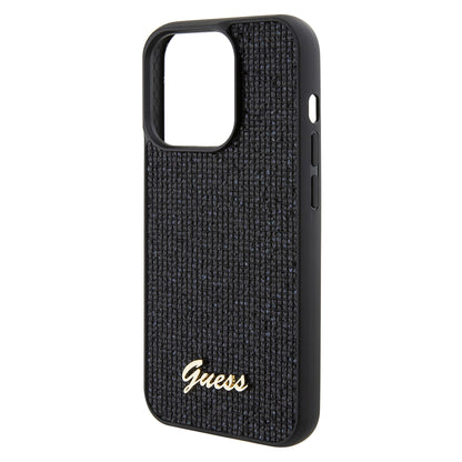 Case for Apple iPhone 15 Pro, Guess, PU Square Mirror Script Logo, Black GUHCP15LPMSDGSK