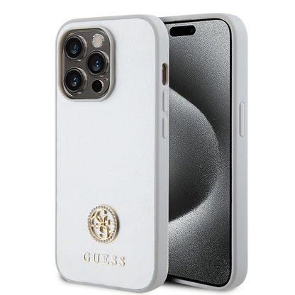 Case for Apple iPhone 15 Pro, Guess, Strass Metal Logo, Silver