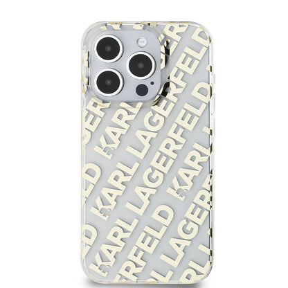 Case for Apple iPhone 15 Pro, Karl Lagerfeld, IML Electroplated Repeated Logo, Gold