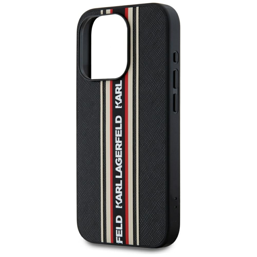 Hülle für Apple iPhone 15 Pro, Karl Lagerfeld, Saffiano Athleisure Stripes with Strap, Rosie