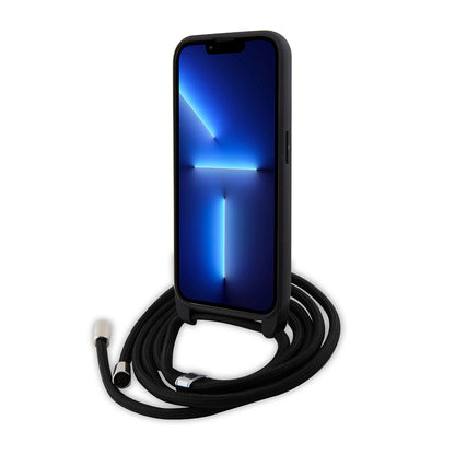 Hülle für Apple iPhone 15 Pro, Karl Lagerfeld, Saffiano Crossbody Monogram Metal Pin Karl, Schwarz