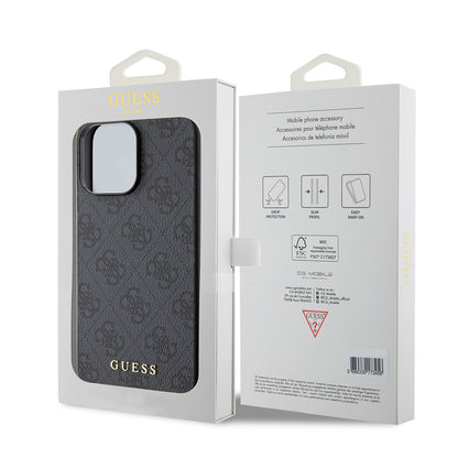 Case for Apple iPhone 15 Pro Max, Guess, 4G Metal Gold Logo, Grey