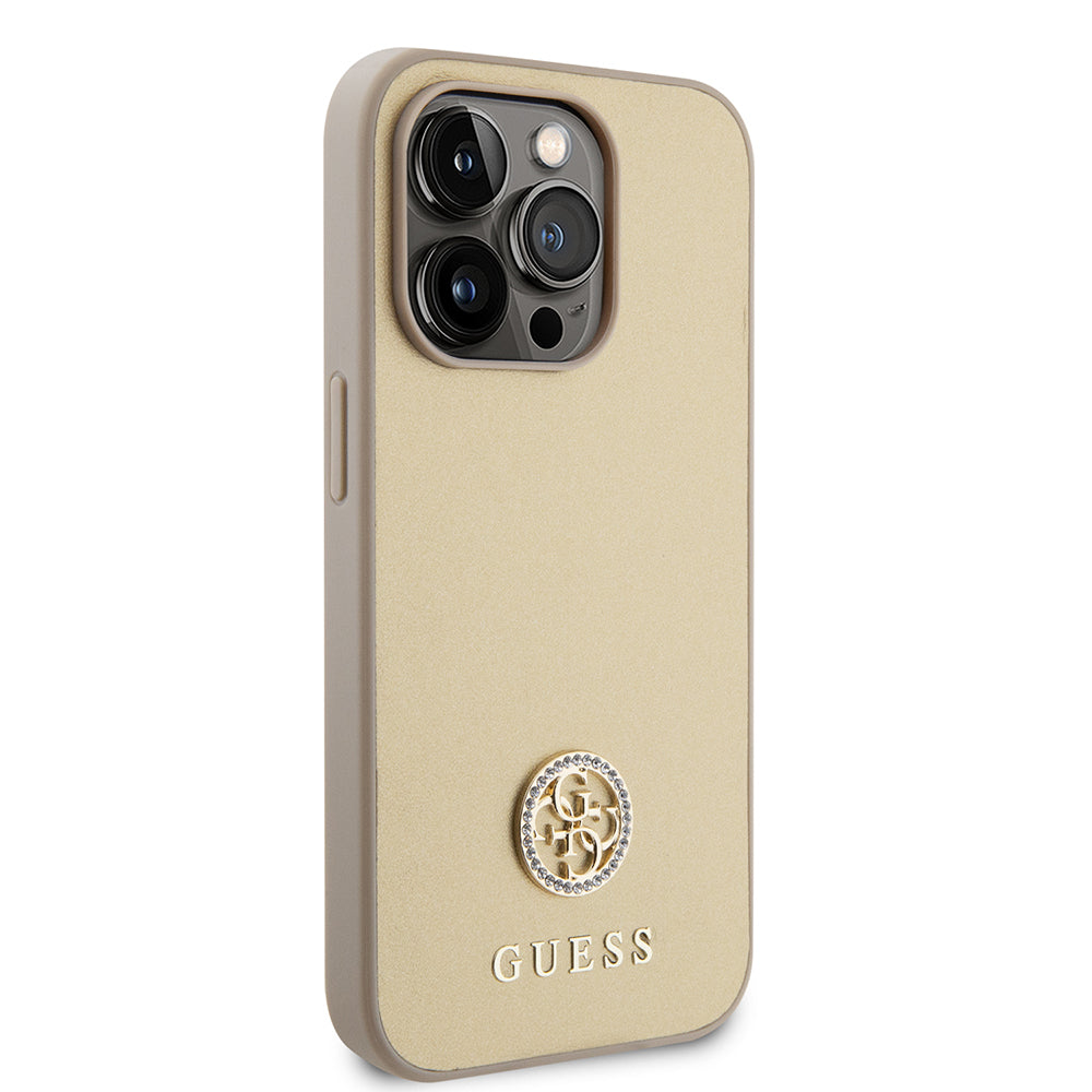Hülle für Apple iPhone 15 Pro Max, Guess, 4G Strass Metal Logo, Gold