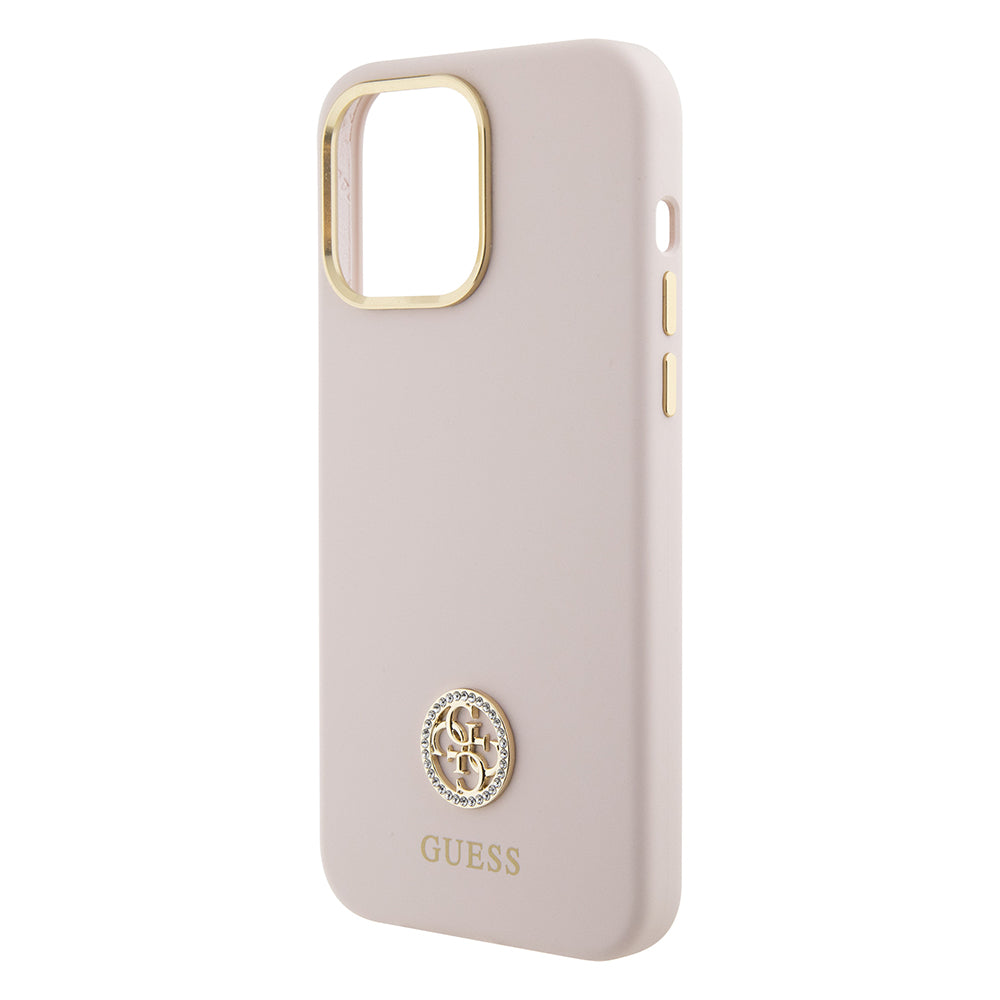 Hülle für Apple iPhone 15 Pro Max, Guess, 4G Strass Metal Logo, Rosa