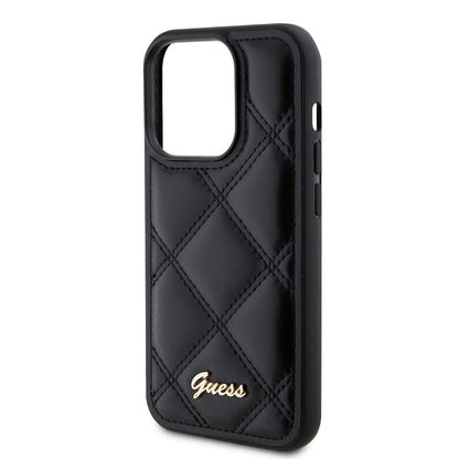 Hülle für Apple iPhone 15 Pro Max, Guess, Quilted Metal Logo, Schwarz