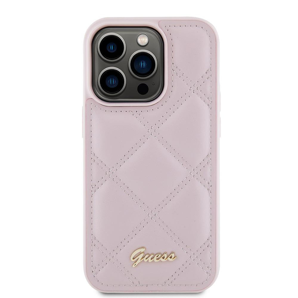Hülle für Apple iPhone 15 Pro Max, Guess, Quilted Metal Logo, Rosa