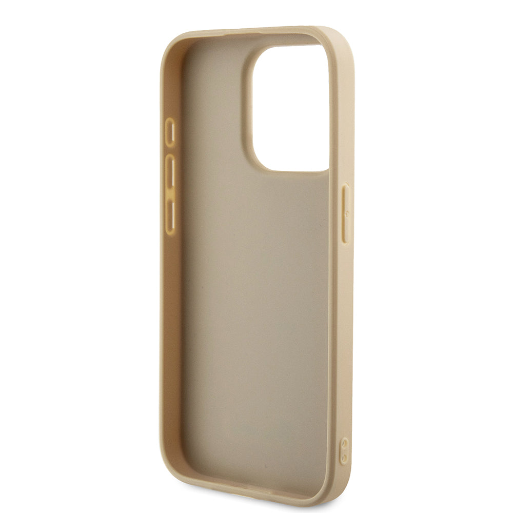 Case for Apple iPhone 15 Pro Max, Guess, Saffiano Iridescent Script, Gold