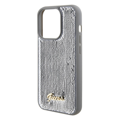 Hülle für Apple iPhone 15 Pro Max, Guess, Sequin Script Metal, Silber