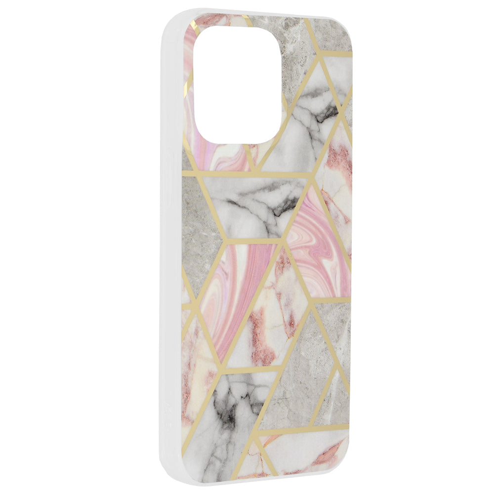 Hülle für Apple iPhone 15 Pro Max, Techsuit, Marble, Rosa
