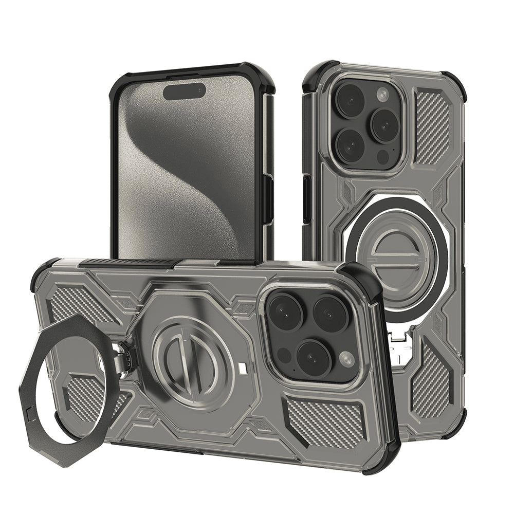 Hülle für Apple iPhone 15 Pro, Techsuit, Carbon Shield Pro, Rauchfarben
