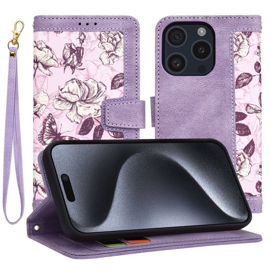 Hülle für Apple iPhone 15 Pro, Techsuit, FlipCraft, Lila