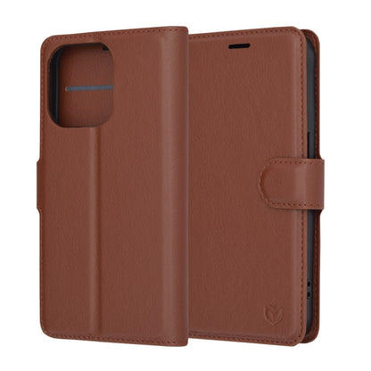 Hülle für Apple iPhone 15 Pro, Techsuit, Leder-Folio, Braun