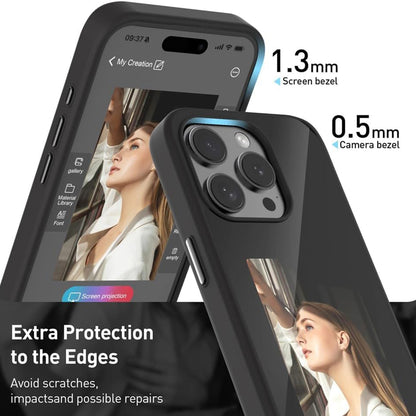 Hülle für Apple iPhone 15 Pro, Techsuit, SmartScreen NFC, Schwarz