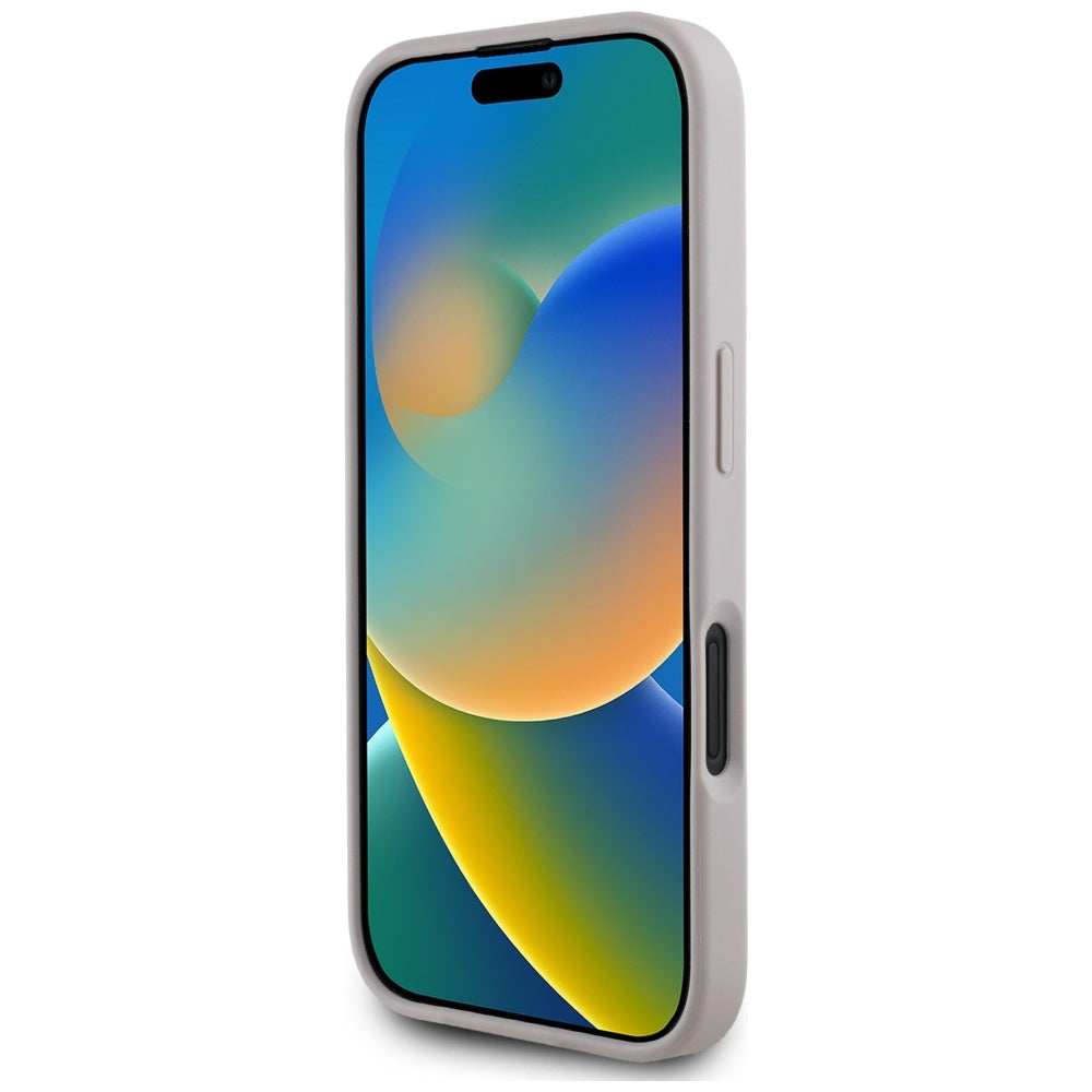 Hülle für Apple iPhone 16, Guess, 4G Grained Roses Big Logo, Lila