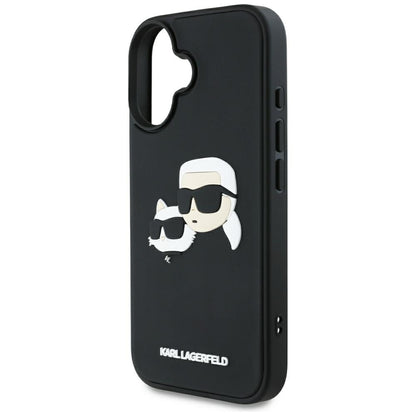 Case for Apple iPhone 16, Karl Lagerfeld, 3D Rubber Karl & Choupette, Black