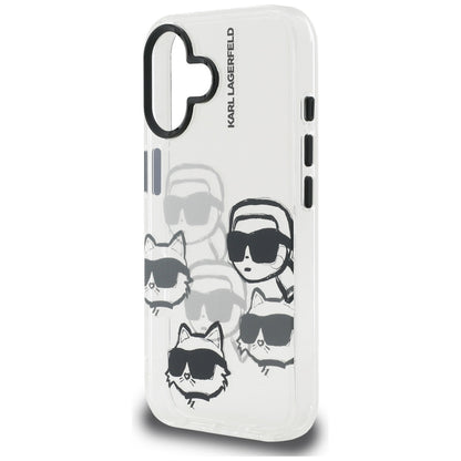 Hülle für Apple iPhone 16, Karl Lagerfeld, IML Luxury Multi Head Pattern, Transparent