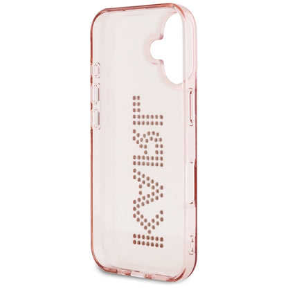 Hülle für Apple iPhone 16, Karl Lagerfeld, IML Rhinestones Pink Logo, Rosa