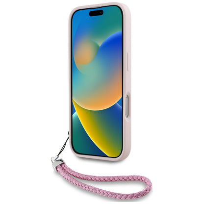 Case for Apple iPhone 16, Karl Lagerfeld, Quilted Initial Logo & Chain Strap, Pink