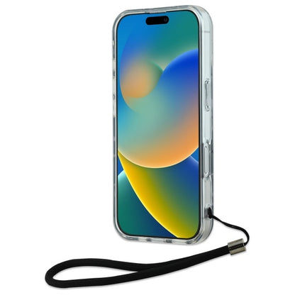 Hülle für Apple iPhone 16, Karl Lagerfeld, Zebra mit Kordelband, Lila