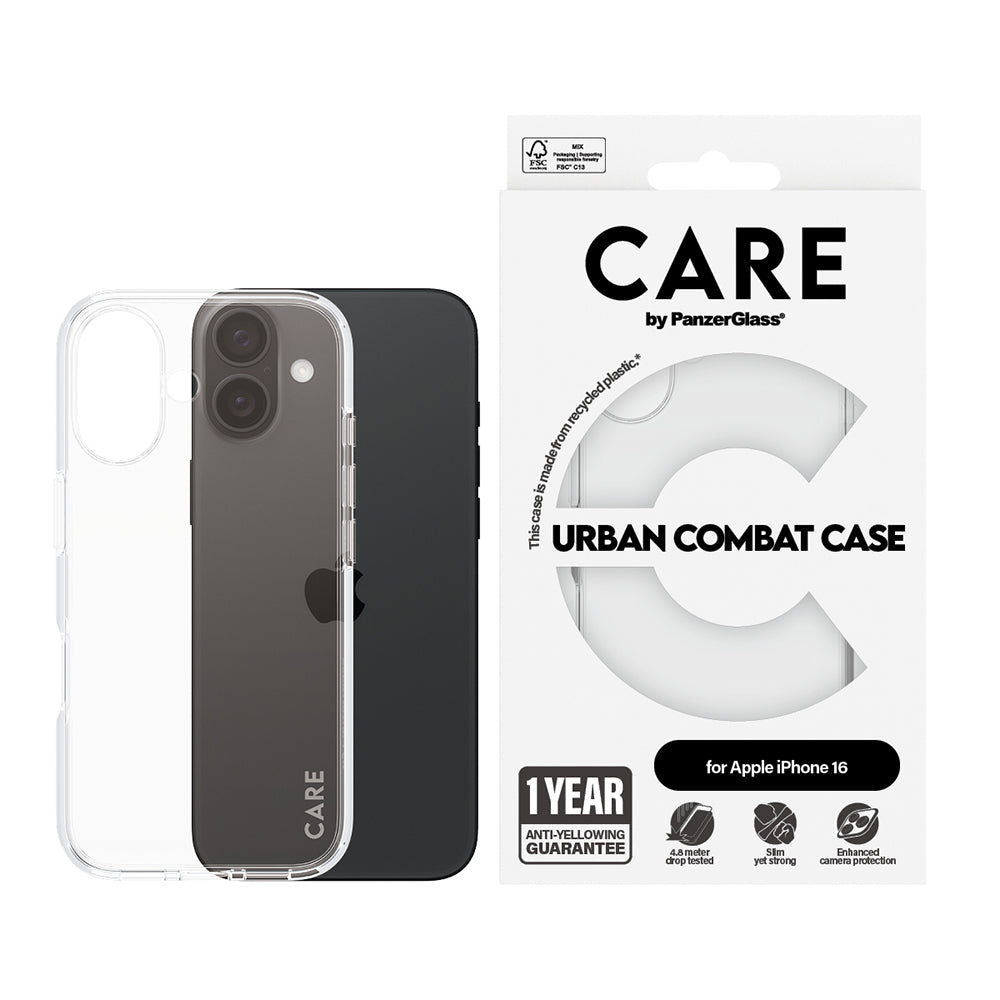 Hülle für Apple iPhone 16, PanzerGlass, Care Urban Combat, Transparent