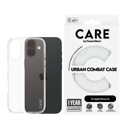 Hülle für Apple iPhone 16, PanzerGlass, Care Urban Combat, Transparent