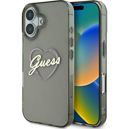 Hülle für Apple iPhone 16 Plus, Guess, IML Heart, Schwarz