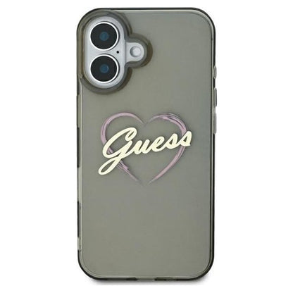 Hülle für Apple iPhone 16 Plus, Guess, IML Heart, Schwarz