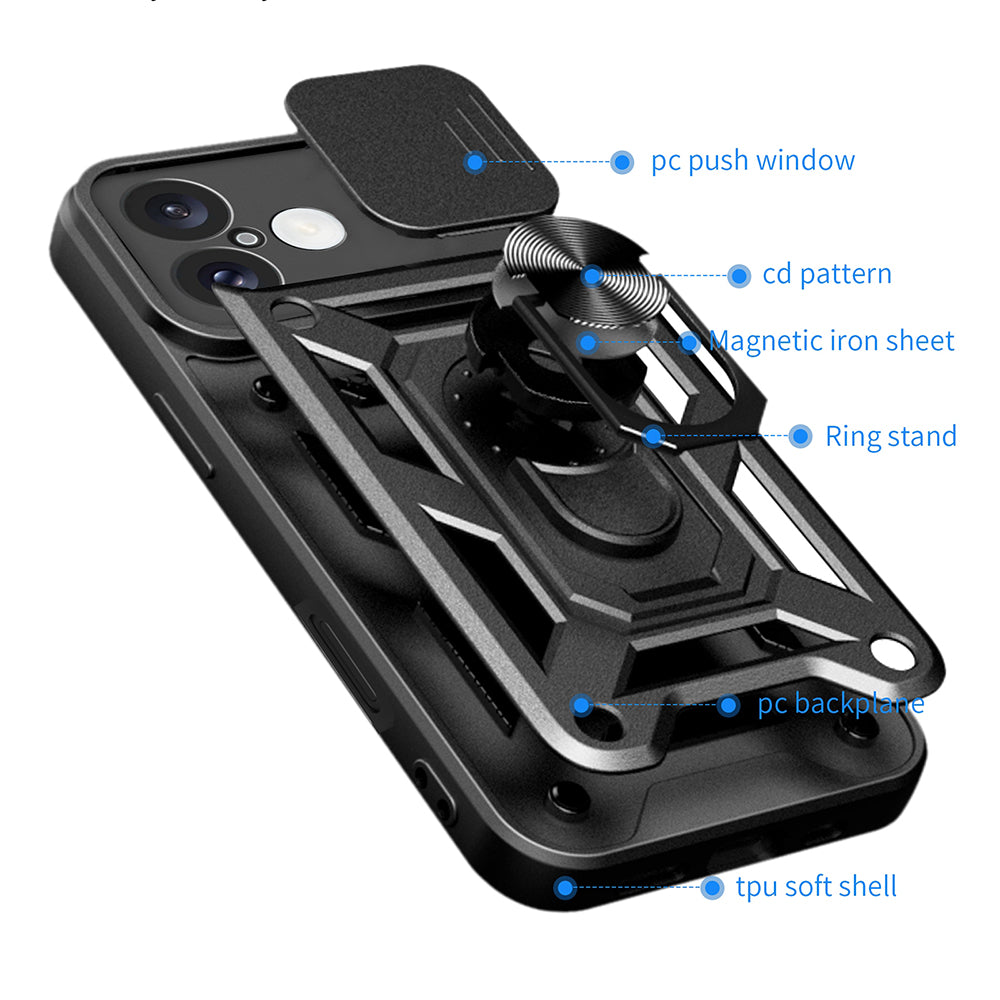 Hülle für Apple iPhone 16 Plus, Techsuit, CamShield, Schwarz