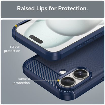 Hülle für Apple iPhone 16 Plus, Techsuit, Carbon, Blau