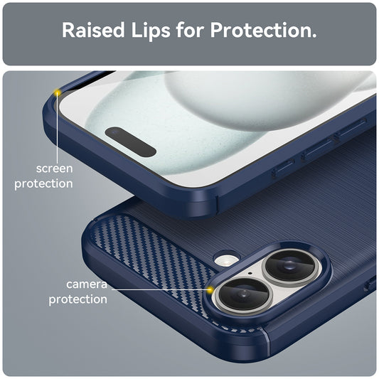 Hülle für Apple iPhone 16 Plus, Techsuit, Carbon, Blau