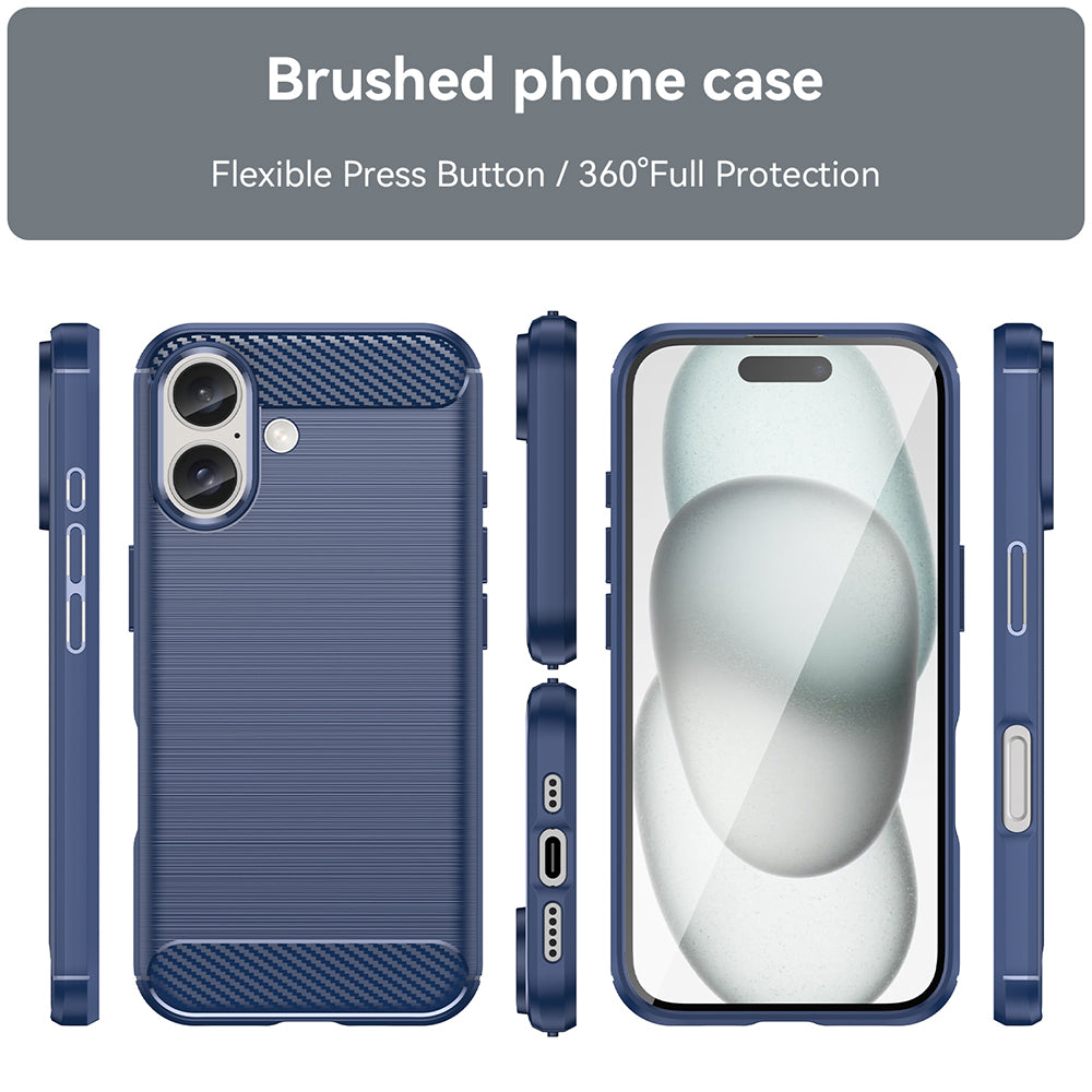 Hülle für Apple iPhone 16 Plus, Techsuit, Carbon, Blau