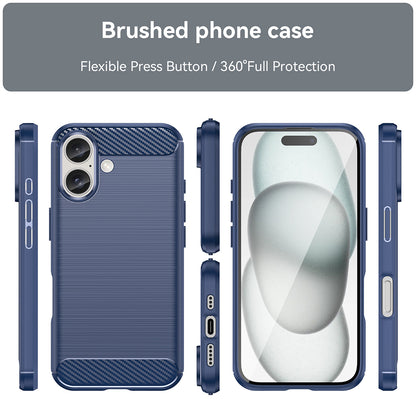 Hülle für Apple iPhone 16 Plus, Techsuit, Carbon, Blau