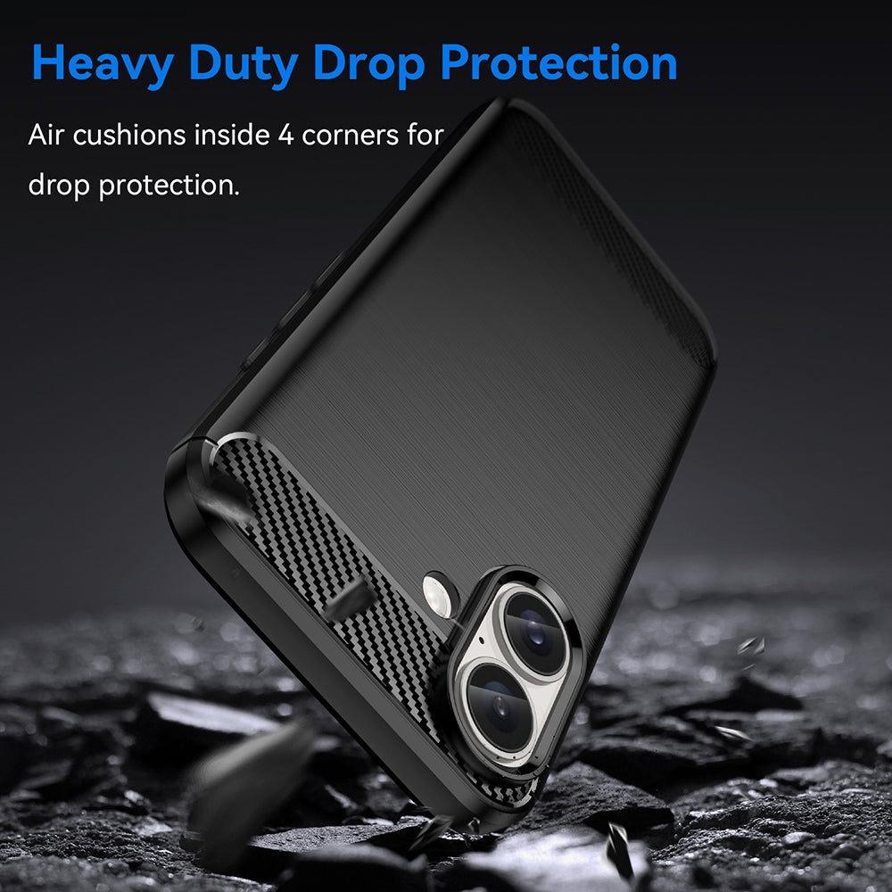 Hülle für Apple iPhone 16 Plus, Techsuit, Carbon, Schwarz