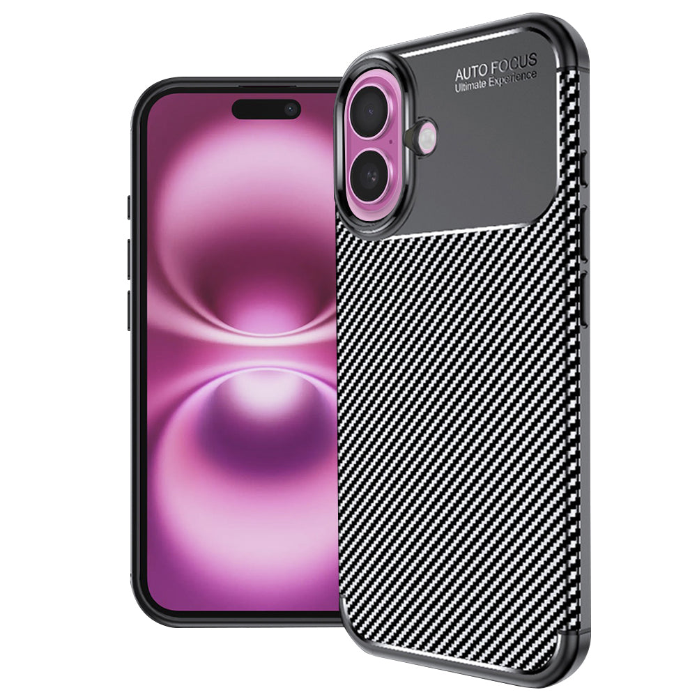 Hülle für Apple iPhone 16 Plus, Techsuit, CarbonFiber, Schwarz