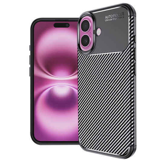 Hülle für Apple iPhone 16 Plus, Techsuit, CarbonFiber, Schwarz