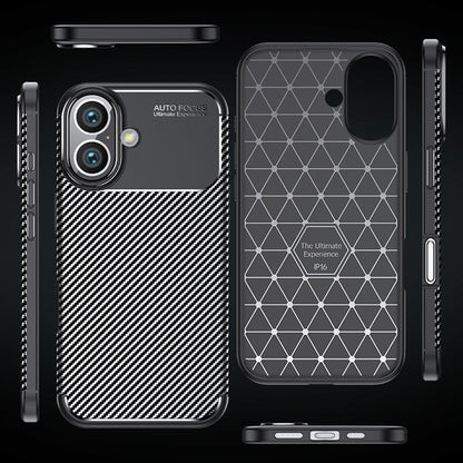 Hülle für Apple iPhone 16 Plus, Techsuit, CarbonFiber, Schwarz