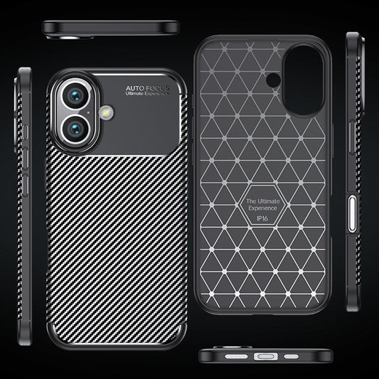 Hülle für Apple iPhone 16 Plus, Techsuit, CarbonFiber, Schwarz