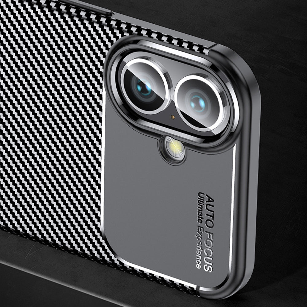 Hülle für Apple iPhone 16 Plus, Techsuit, CarbonFiber, Schwarz