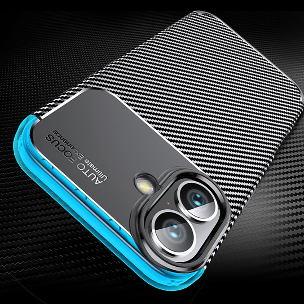 Hülle für Apple iPhone 16 Plus, Techsuit, CarbonFiber, Schwarz