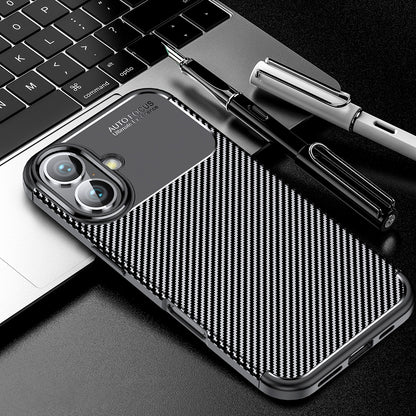 Hülle für Apple iPhone 16 Plus, Techsuit, CarbonFiber, Schwarz