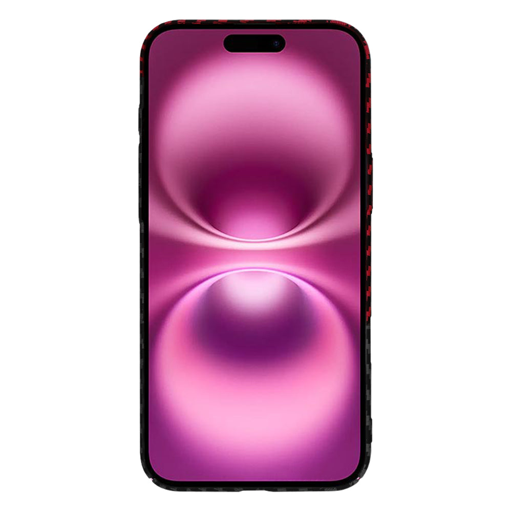 Hülle für Apple iPhone 16 Plus, Techsuit, Carbonite FiberShell, Schwarz Rot