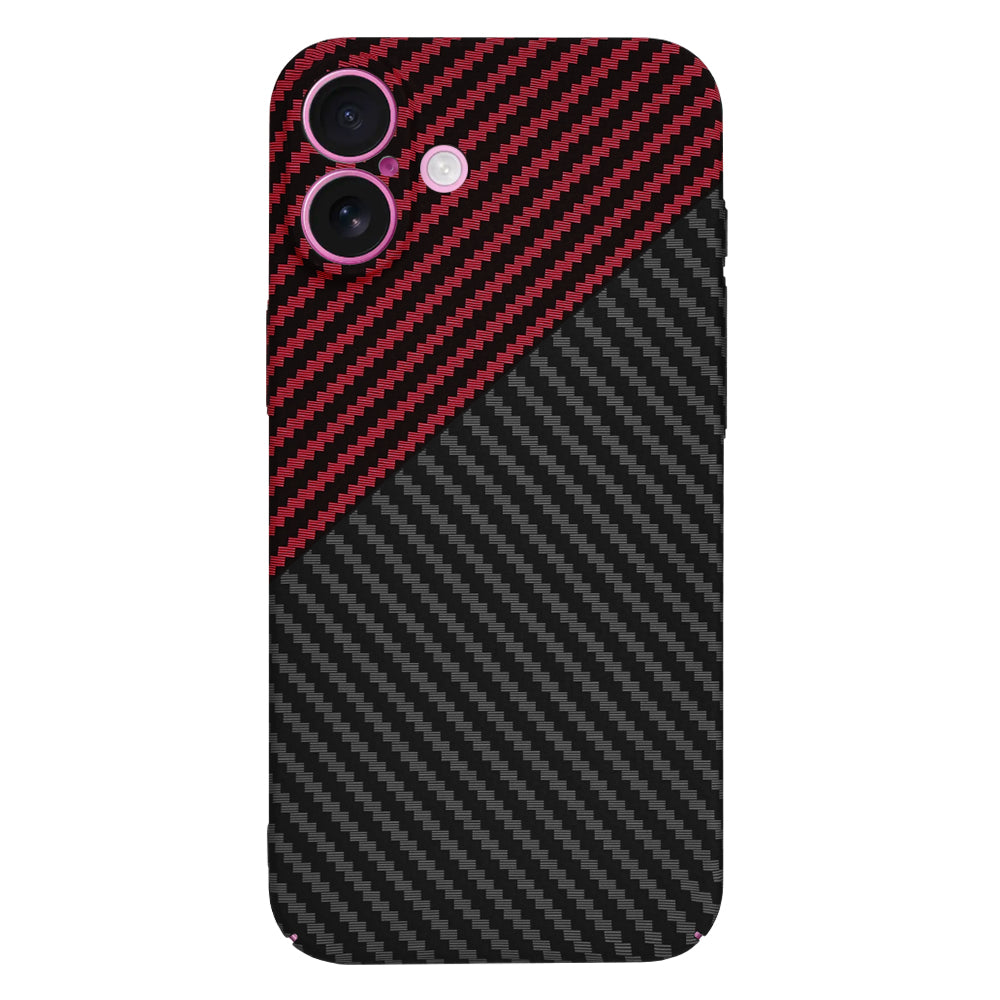 Hülle für Apple iPhone 16 Plus, Techsuit, Carbonite FiberShell, Schwarz Rot